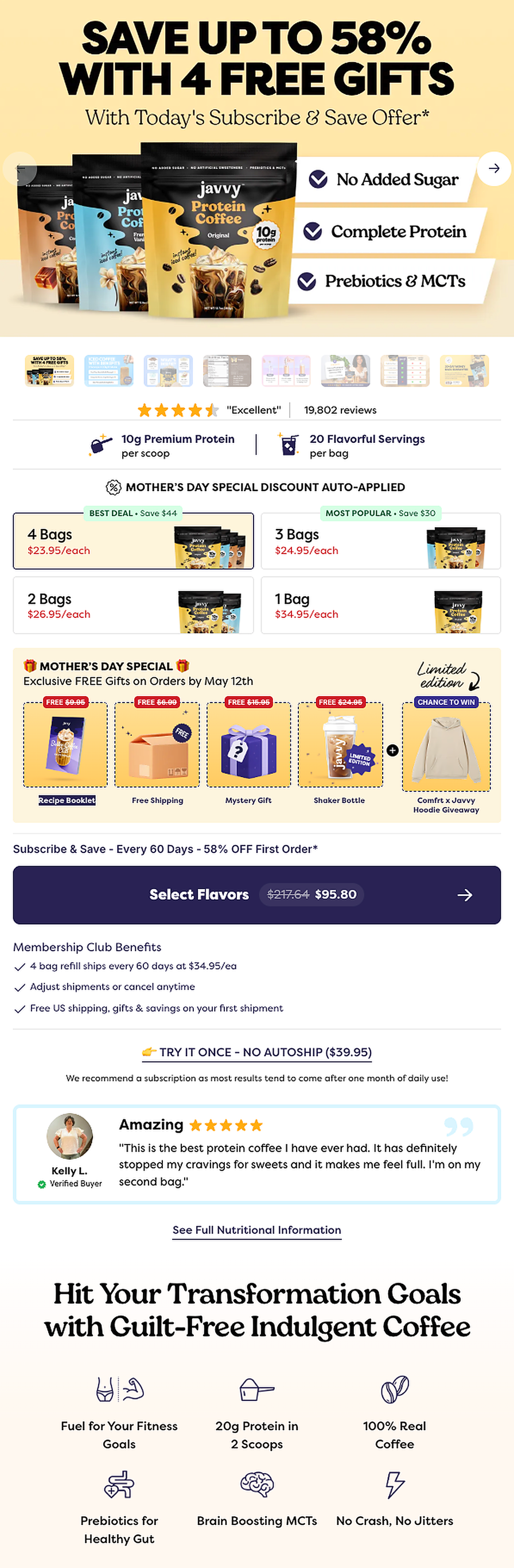 Free Gifts offer layout