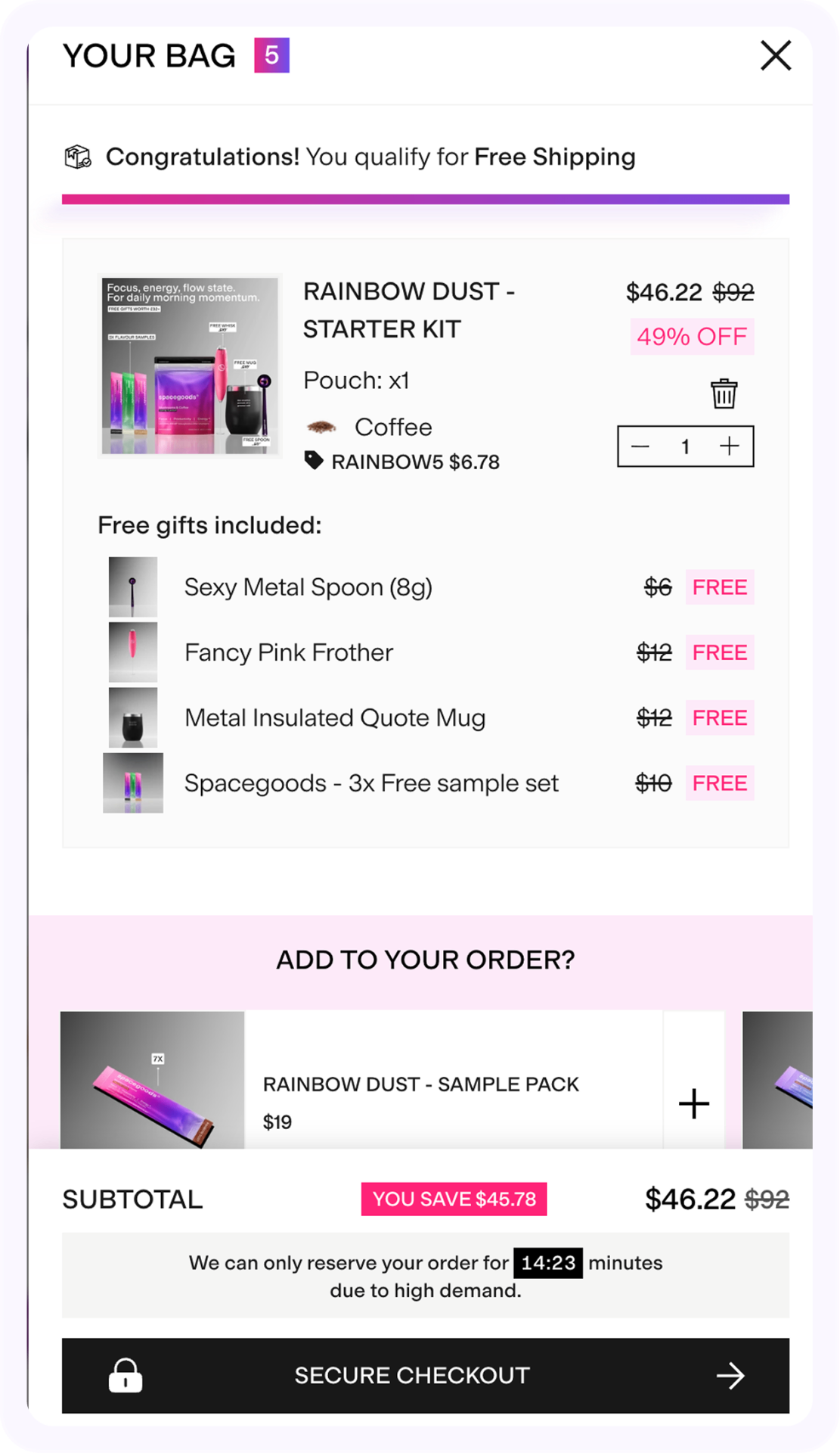 Custom cart layout