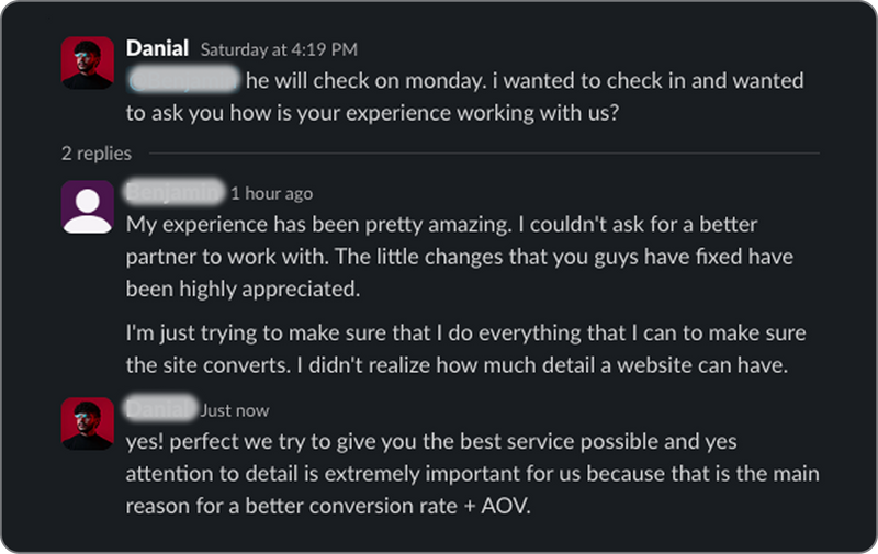 Client testimonial