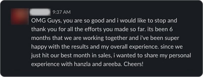 Client testimonial