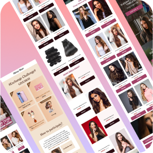 Wig & Hair Brands Email Marketing Templates - 6 Pack Figma Editable Templates - 3.2% Conversion Rate